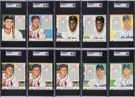 1952-1955 Red Man Tobacco (With Tabs) SGC-Graded Hall of Famers Collection (10) – Featuring Mays, Williams and Musial